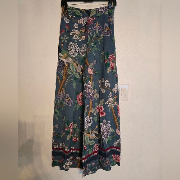GP & J Baker X H&M Wide Leg Palazzo Pants Birds Print Multicolor Size 4 - Picture 12 of 14